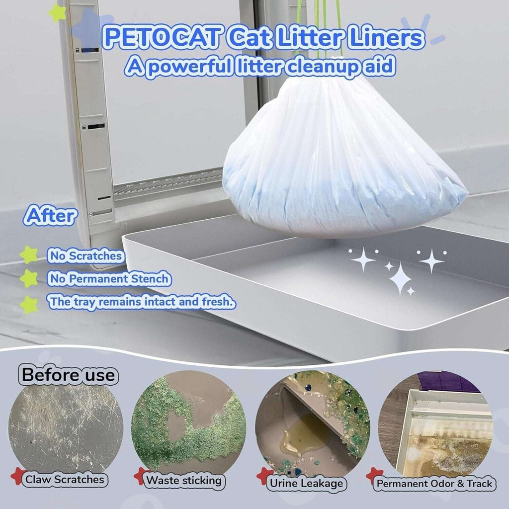 54 Count Jumbo Litter Box Liners Drawstring Bags Heavy Duty - Tear & Leak Resist