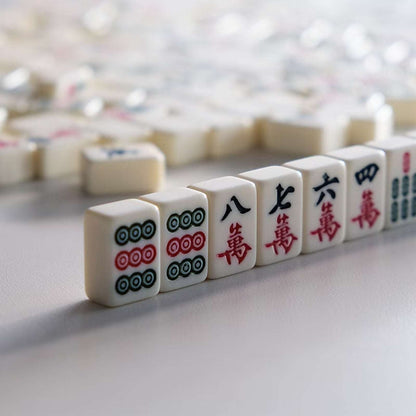 Traditional Chinese Mahjong Game Set w/ 144 Engraved +2 Spare Tiles, Dice & Case