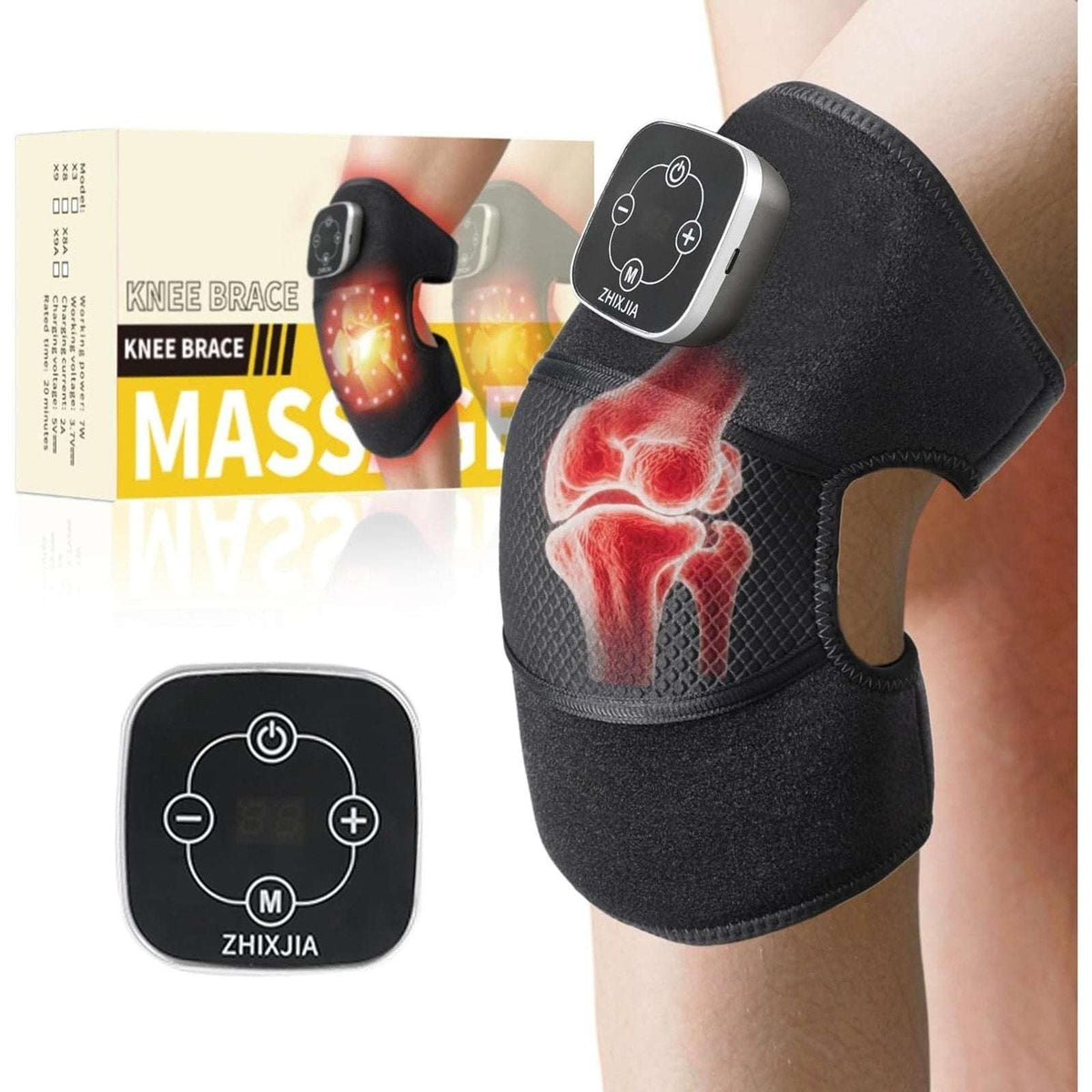 Cordless Knee Massager 3 Vibration Modes 3 Heating Levels 660nm/850nm Red Light