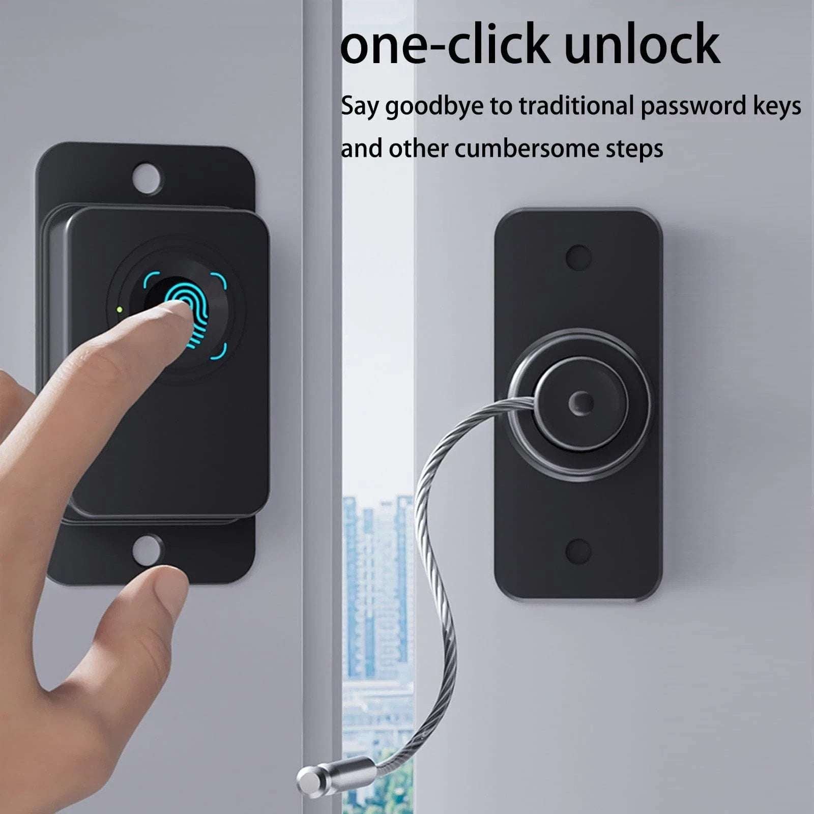 Fingerprint Fridge Lock - Child & Pet Proof Security for Drawers Balcony Doors