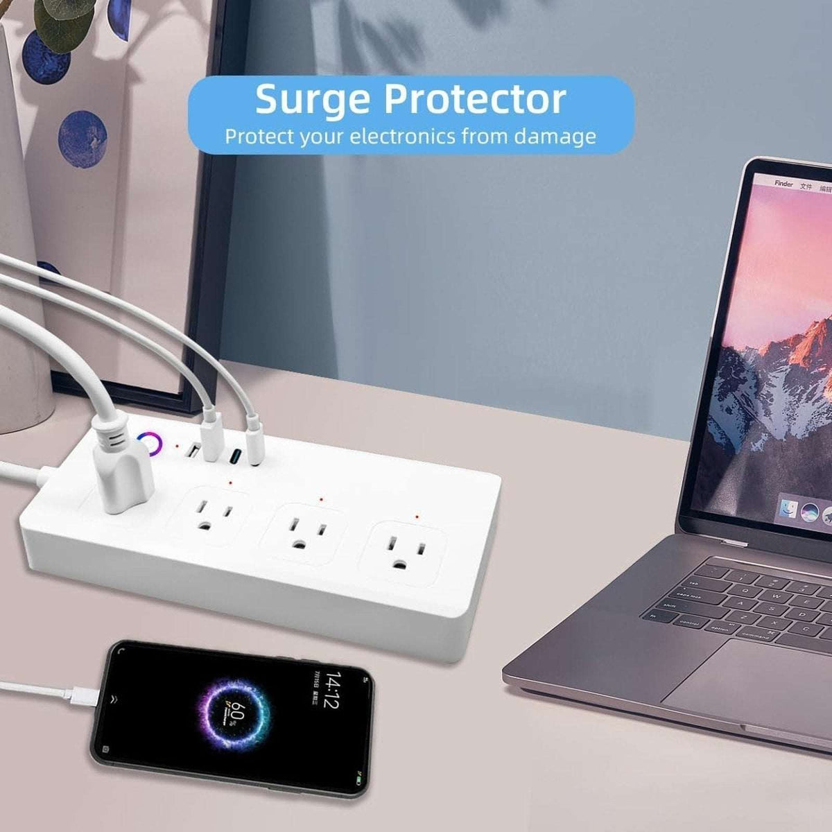 Matter Power Strip Surge Protector, USB C 20W, APP Control Alexa, Apple, SmartTh
