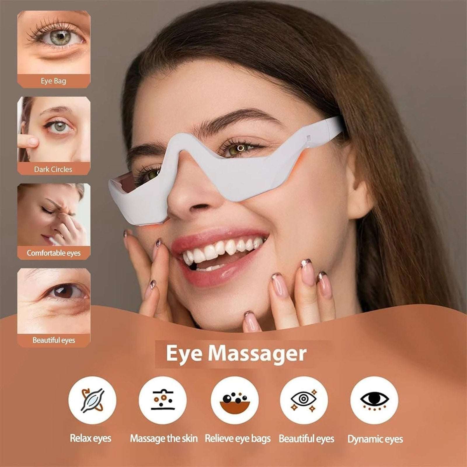 EMS Micro-current + Red Light Therapy Under Eye Beauty Massager 4 Modes/3 Levels