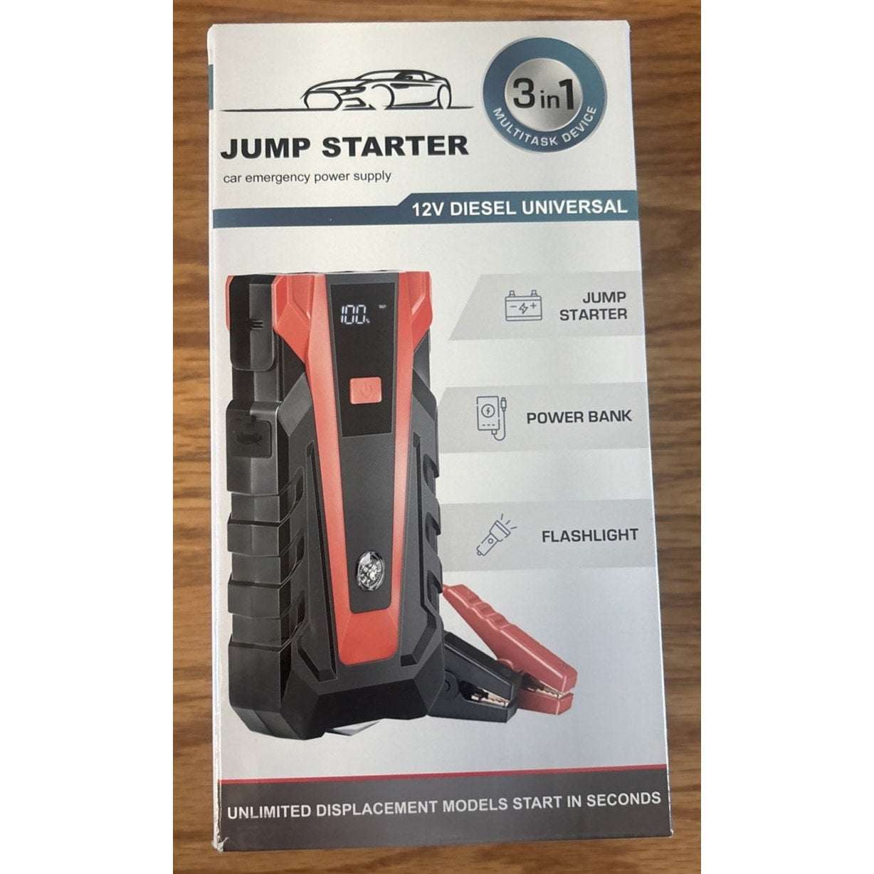 Scatach 3000A 12V Car Battery Jump Starter, Jumper Cable, Flashlight & Powerbank