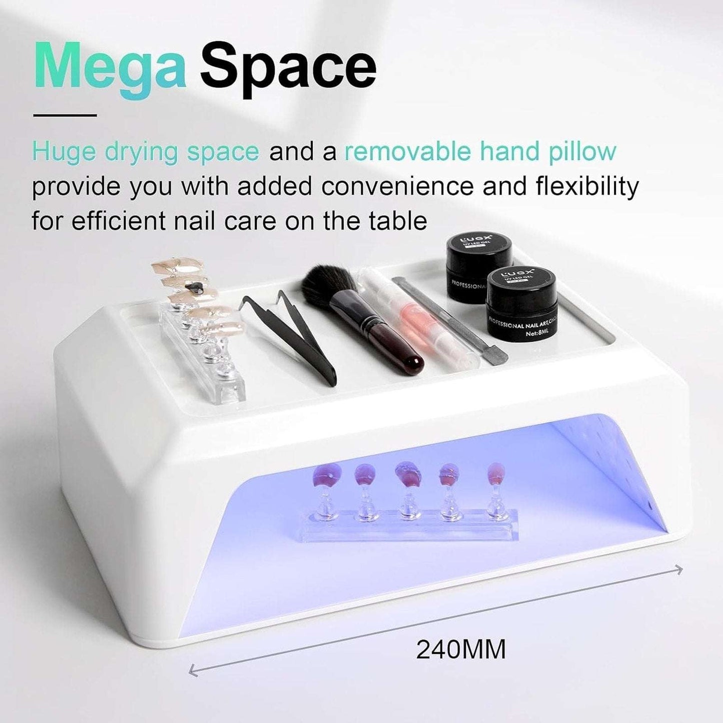 L'UGX 72W LED UV Nail Dryer Gel Polish Curing Lamp w/ Manicure Armrest Pillowtop