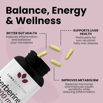 Luma Nutrition Berberine HCL 1200mg – Vegan Glucose Support 60 Capsules
