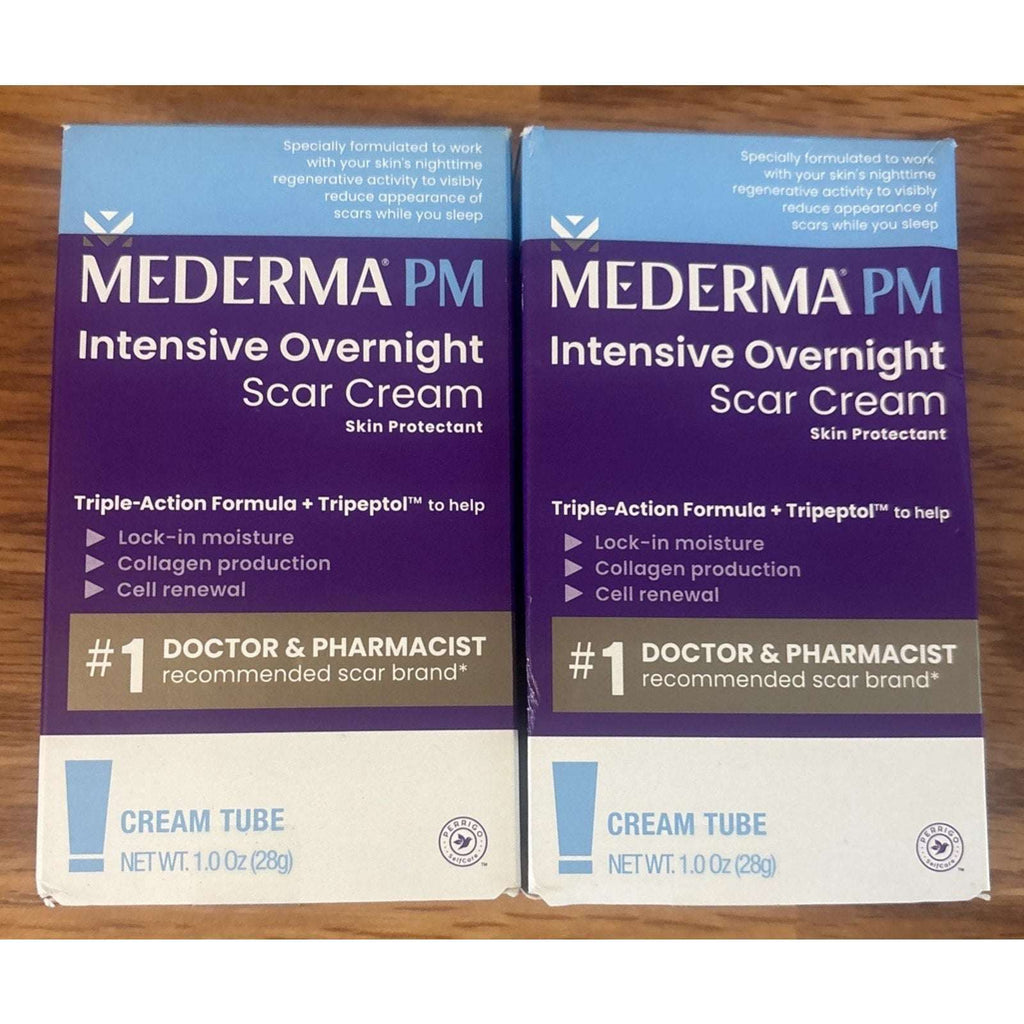2PC Mederma PM Intensive Overnight Scar Cream Triple Action+ Tripeptol 1oz 04/28