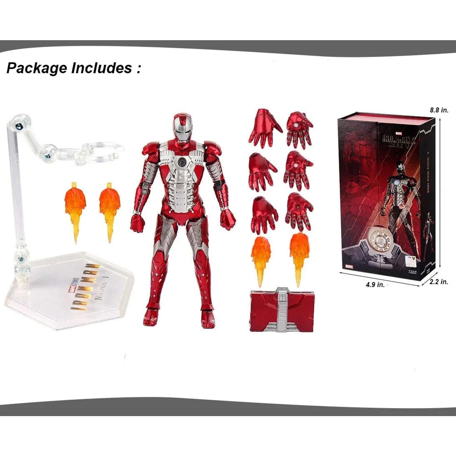 Marvel Avengers Iron Man Mark V MK5 Ironman Toy Action Figure Model ZD TOYS NEW