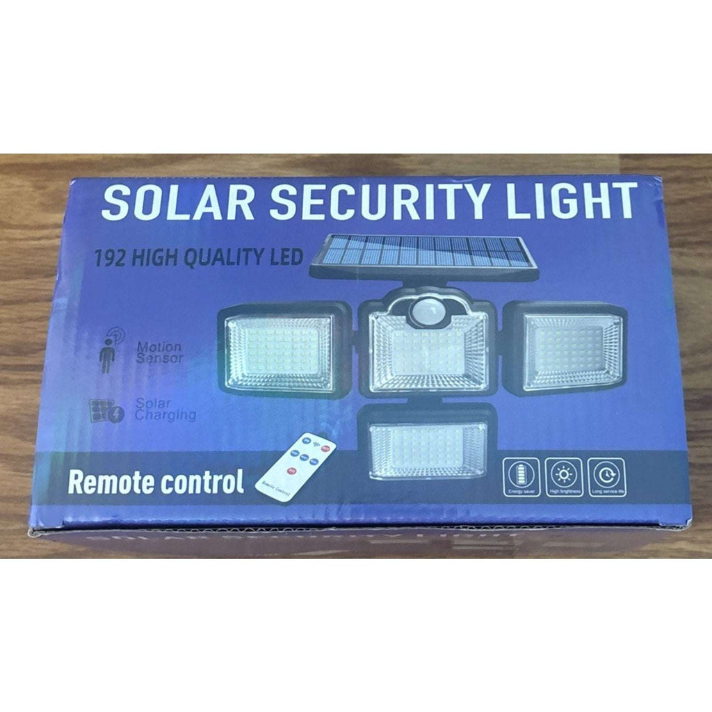 Solar Powered Motion Sensor LED Lights Outdoor 4 Head Adjustable Angle w/ Remote