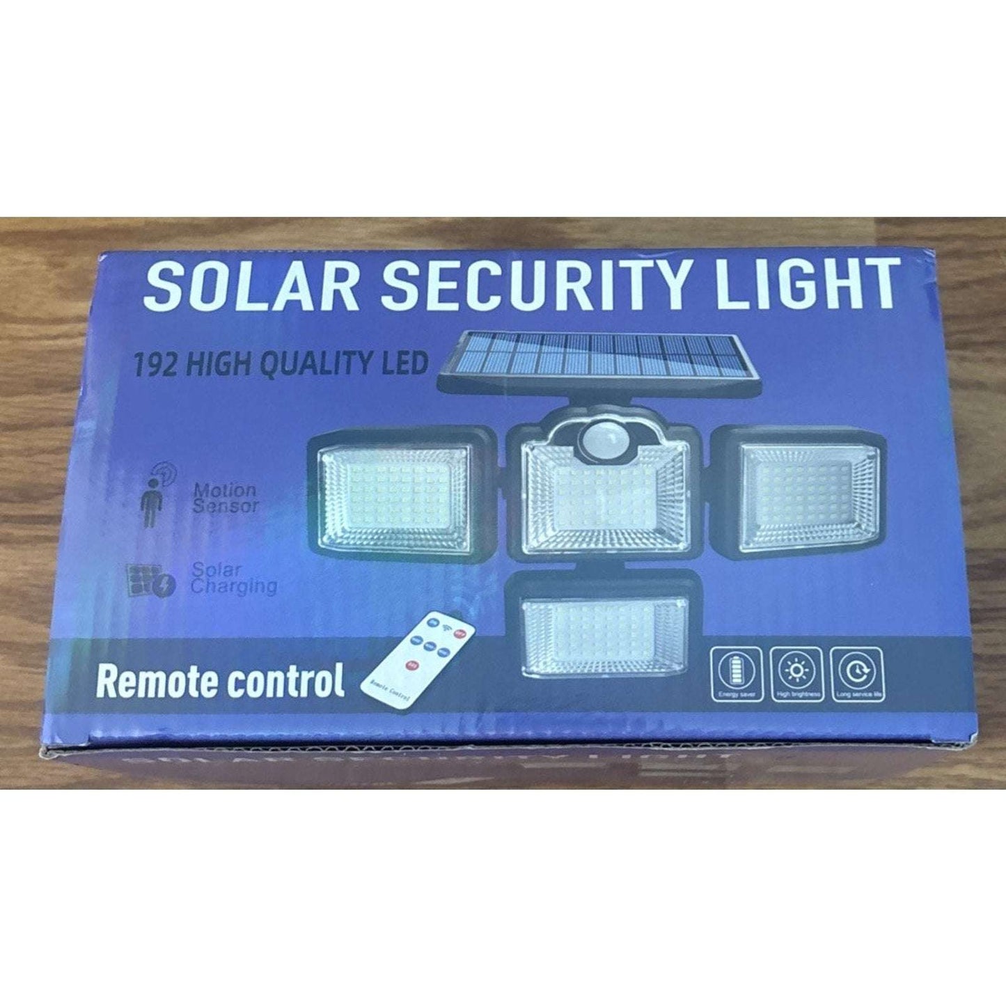 Solar Powered Motion Sensor LED Lights Outdoor 4 Head Adjustable Angle w/ Remote