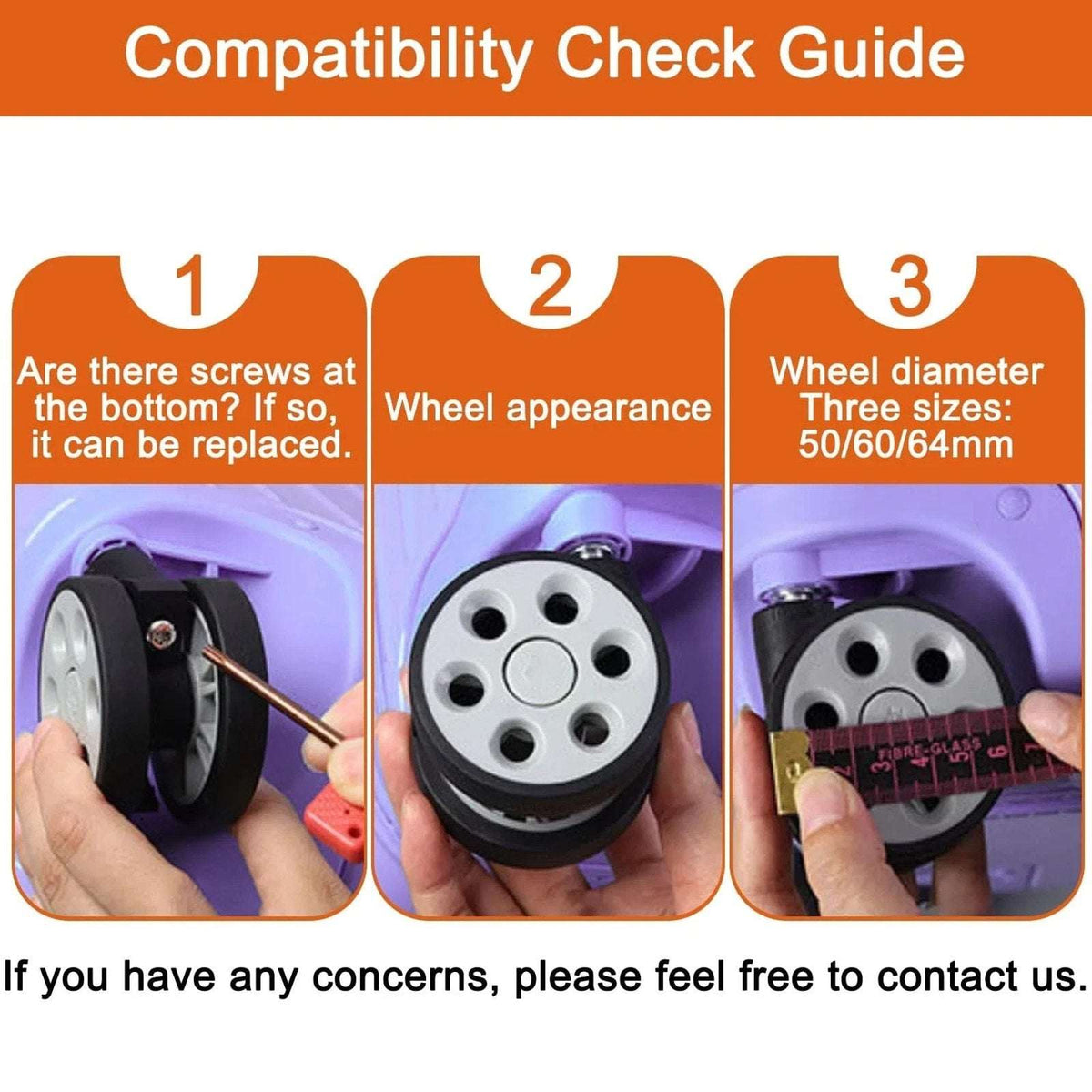 Wheels for Rimowa Trunk, 2 Pack Replacement Kit for Luggage(50mm-Black-Sector)
