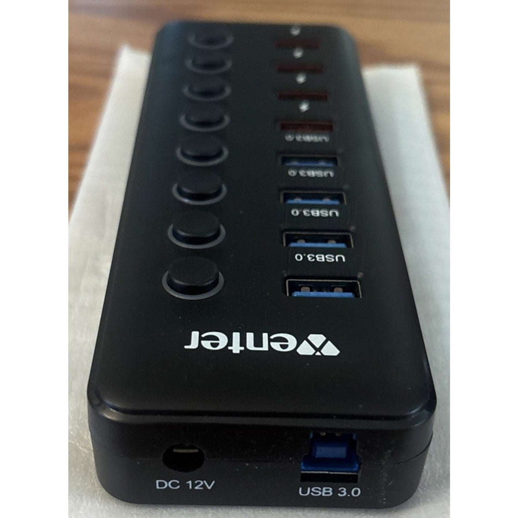 8-Port USB Hub Splitter 4 USB 3.0 Data Ports 4 Smart Charging Ports Ind Switches