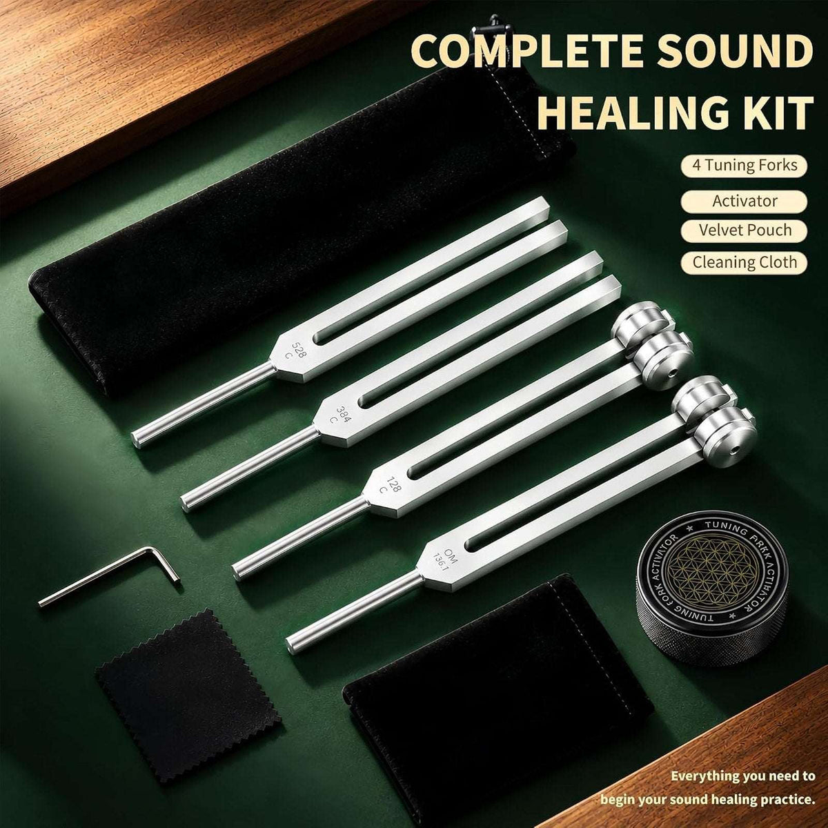 Tuning Fork Set 128Hz 136.1Hz 256Hz 384Hz Pure, Consistent, Weighted/Unweighted