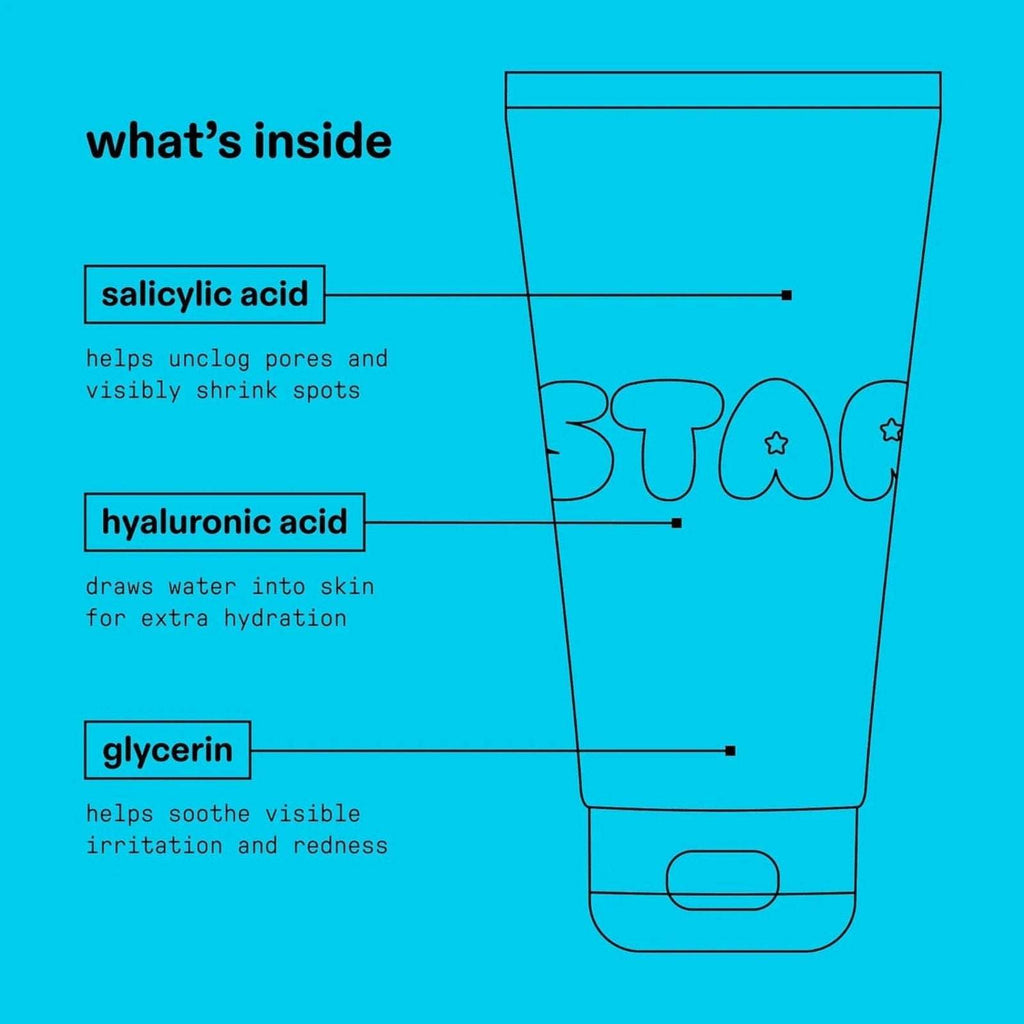 Starface Star Wash + Salicylic Acid Foaming Facial Cleanser for Breakout-Prone