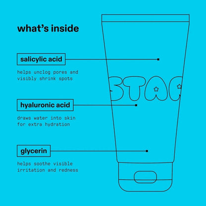 Starface Star Wash + Salicylic Acid Foaming Facial Cleanser for Breakout-Prone