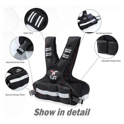 FUFF 4-10lb Adjustable Weighted Vest w/ 6 Ironsand Weights for Strength Training