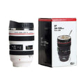 Cup Mug Tumbler w/ Lid Looks Like Canon EF 24-105mm F/4L USM Zoom Lens in White