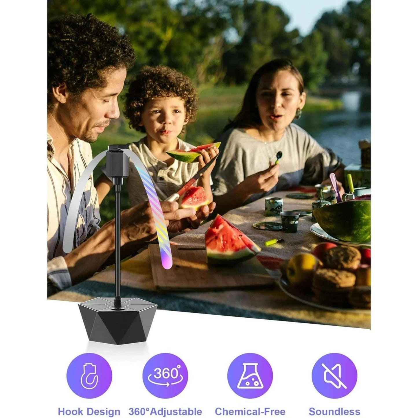 4x Portable Bug Insect Fly Repellent Fan Battery Powered Tabletop/Hanging Bendab