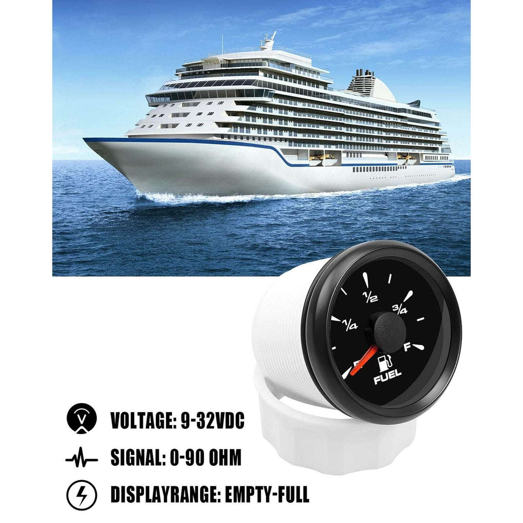 0-90 ohm Fuel Gauge 2" 52mm 8 Color Backlit Boat Fuel Level Gauge Marine Car RV
