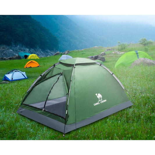 CAMEL CROWN Camping Tent Green/Grey 2 Person Waterproof Lightweight Quick Setup