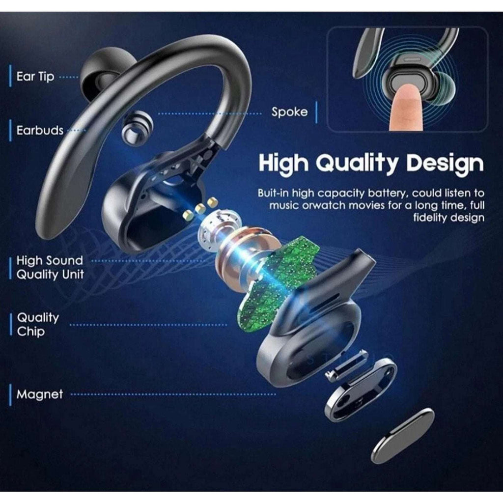 VV2 Wireless Bluetooth Earhooks Sports EarBuds W/ Charging Case IPX6 Waterproof