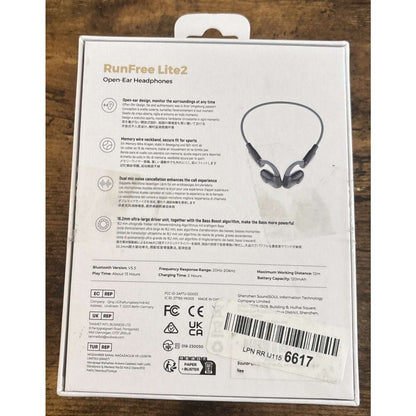 SoundPeats RunFree Lite2 Open Ear Air Conduction Bluetooth Sport Headphones