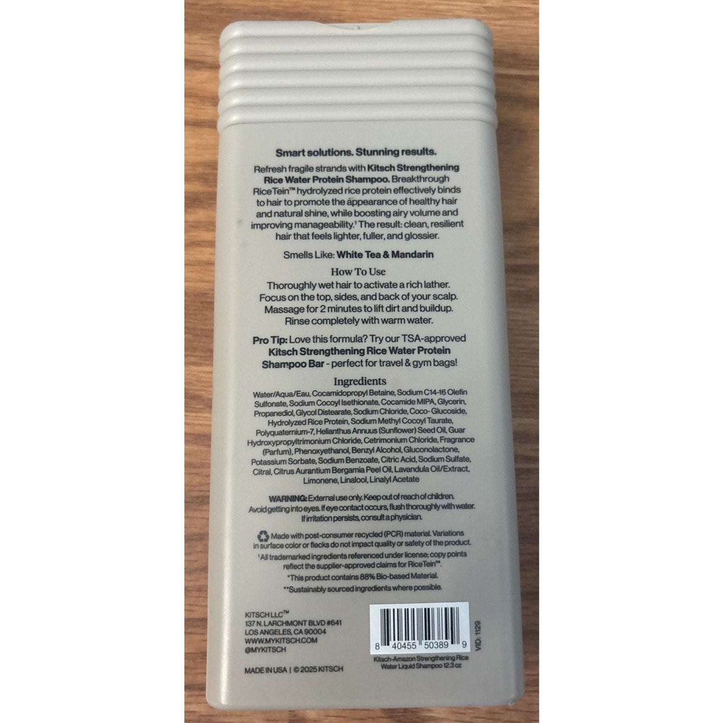 Kitsch Strengthening Rice Water Protein Shampoo Thin, Fine & Damaged Hair 12.3oz