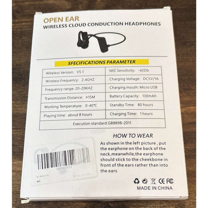 Open Ear Bluetooth 5.1 Sport Headphones Wireless Bone Conduction Earbuds Recharg