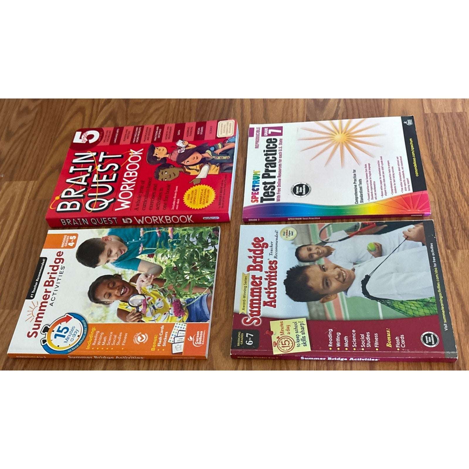 Lot of 4 Homeschool Workbooks Grade 4/5/6/7 Spectrum Summer Bridge Brain Quest