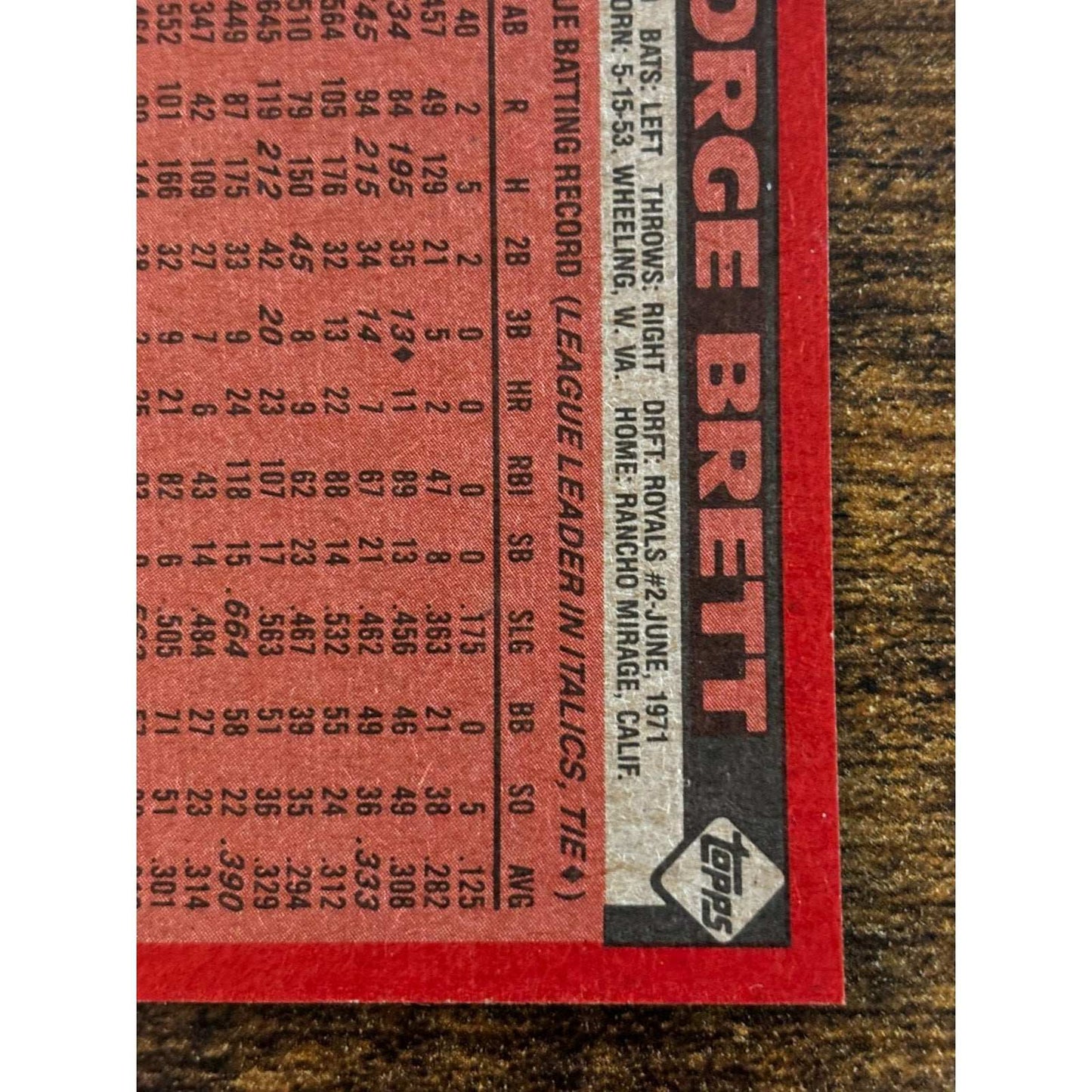 1986 TOPPS #300 GEORGE BRETT KANSAS CITY ROYALS Baseball Card