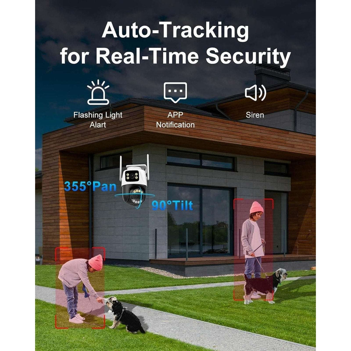 6MP WiFi Camera Outdoor Dual Screen Auto Tracking, Night Vision, 2-Way Intercom