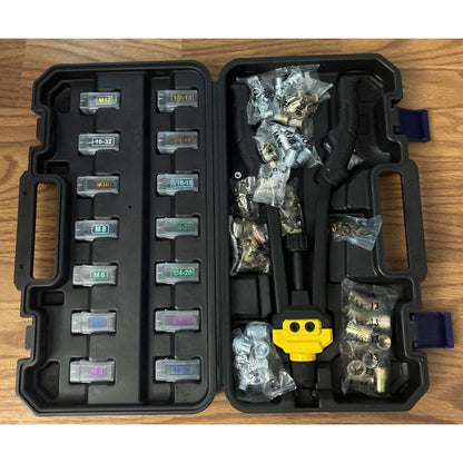 IMQUALI 16" Hand Rivet Nut Tool Kit 14 Metric & SAE Mandrels & Nut Set with Case