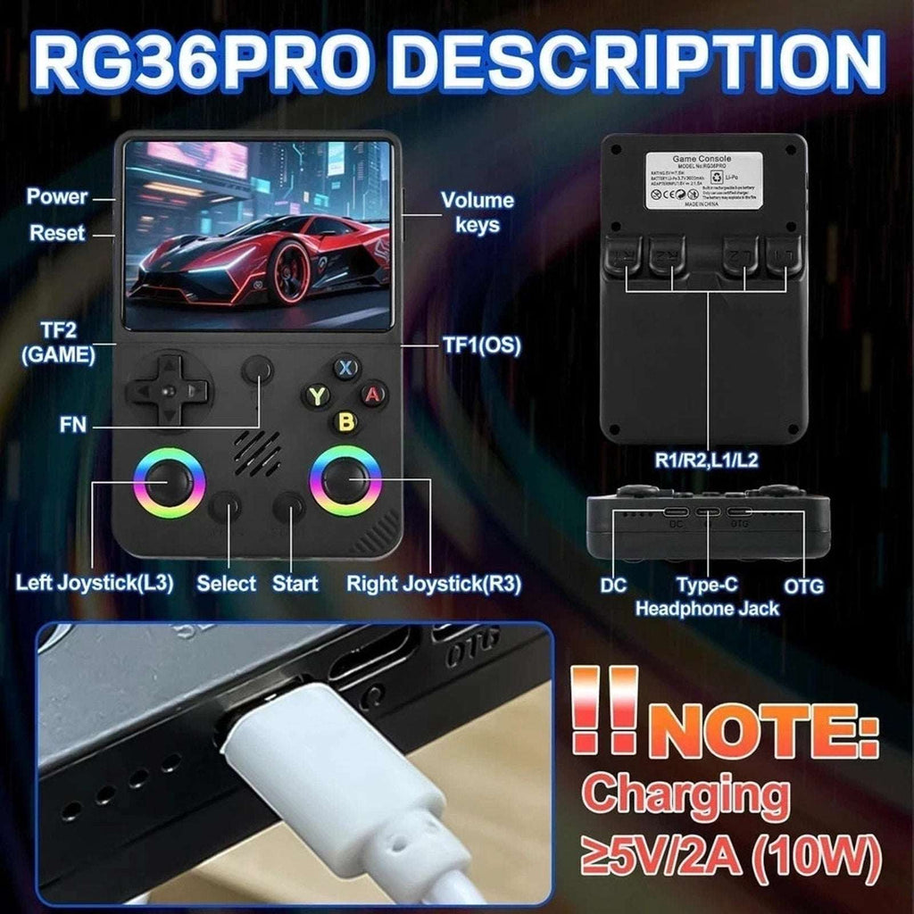 RG36 PRO Retro Handheld Game Console Open Source System, 3.5" IPS Screen 64G TF