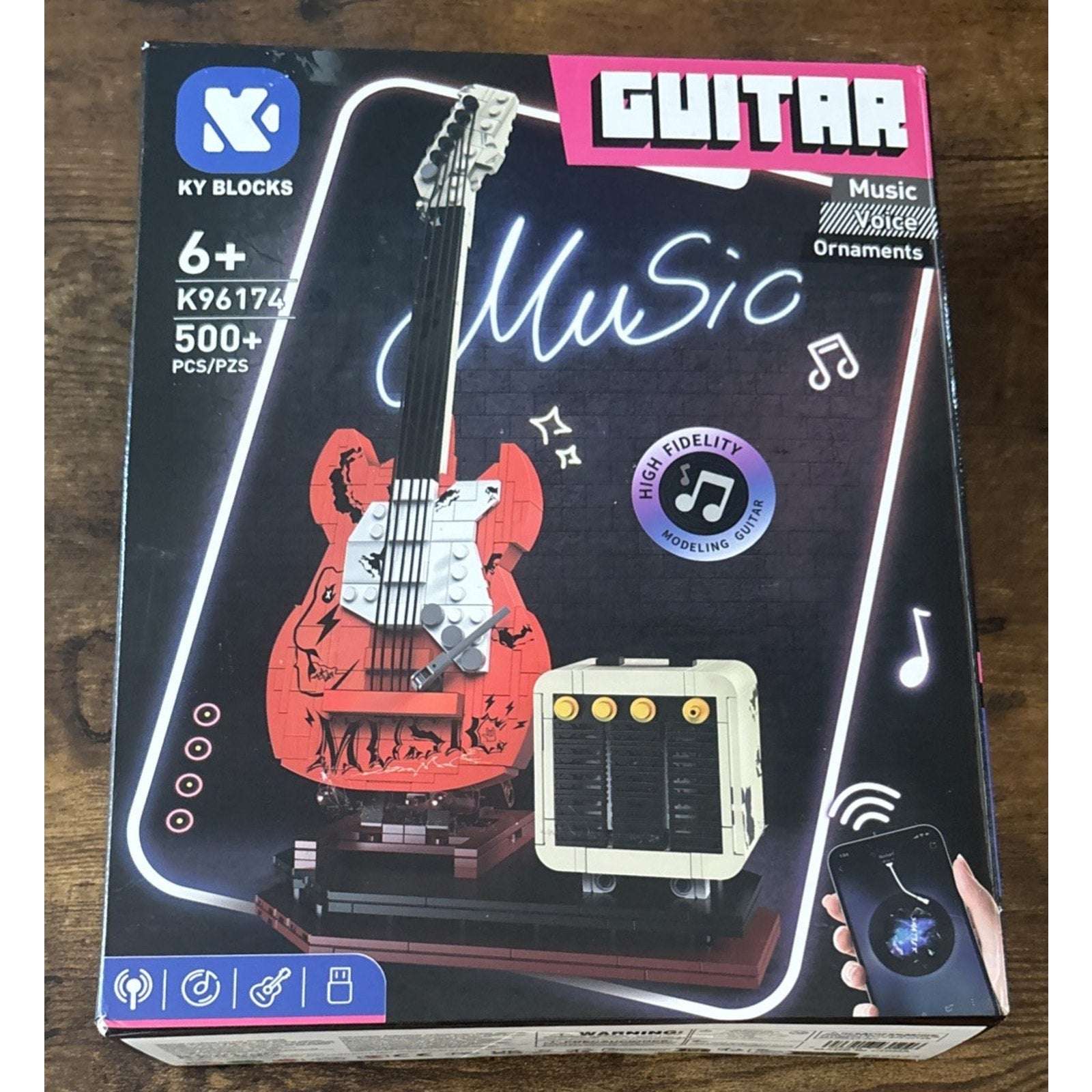 Electric Guitar Building Block Set w/ Reverb Amp Bluetooth Speaker -Music Lovers