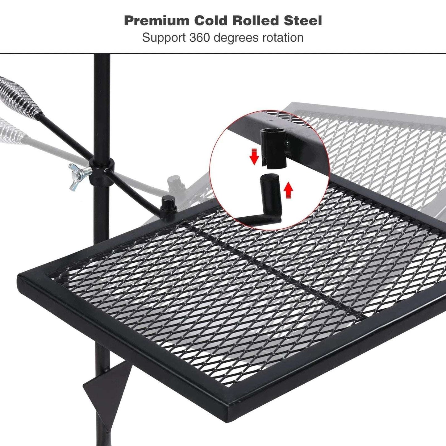 Swivel Campfire Grill Grate, Adjustable Heavy Duty Steel Open Fire 12.6"x16.7"
