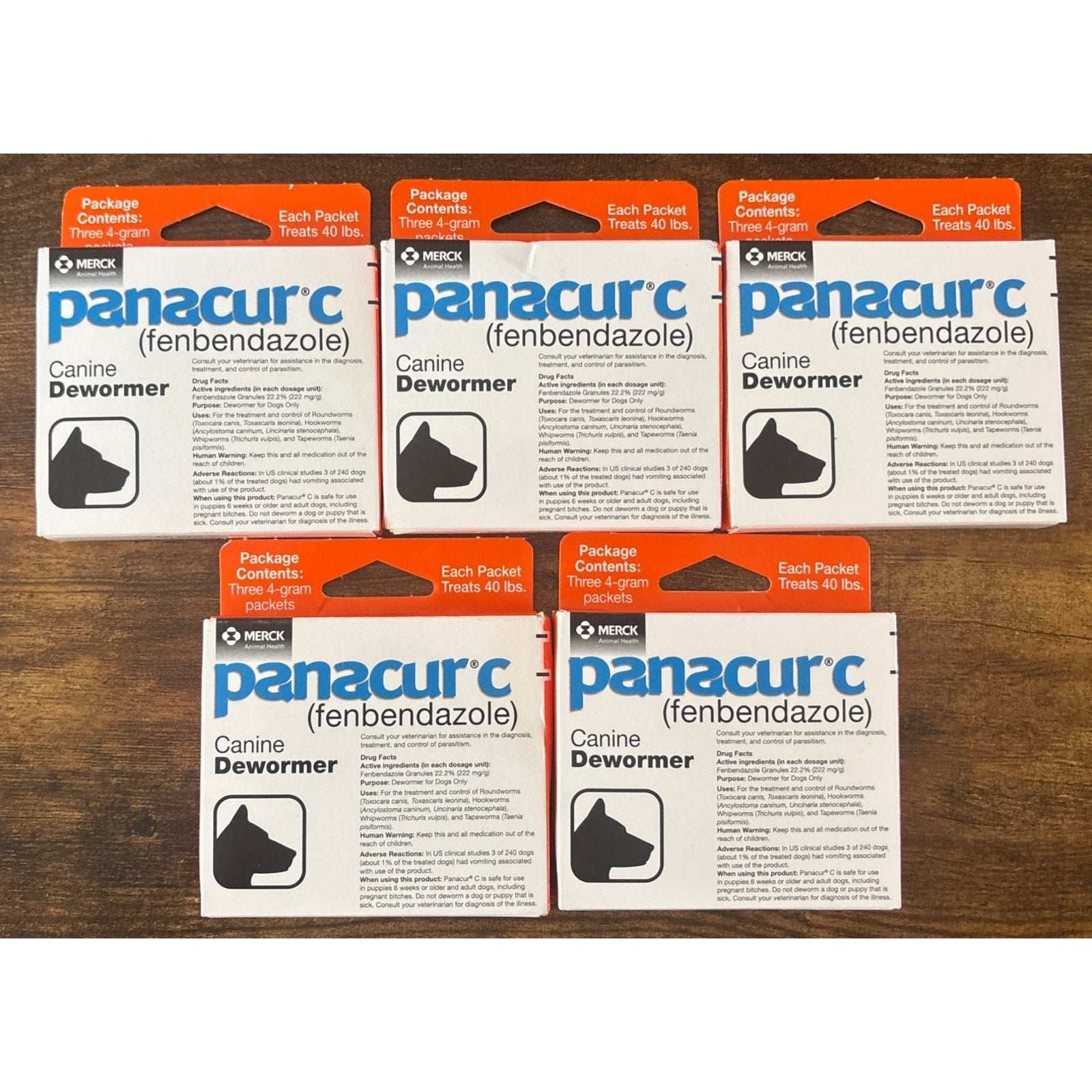 15-Pack Panacur C 4 gram Canine 40lbs Dewormer Treatment Packets EXP: 06/2027