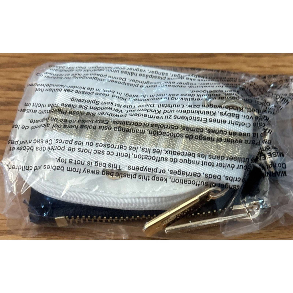 NWT Lululemon Dual Pouch Wristlet Wallet Keychain Wordmark Black & White w/ Gold