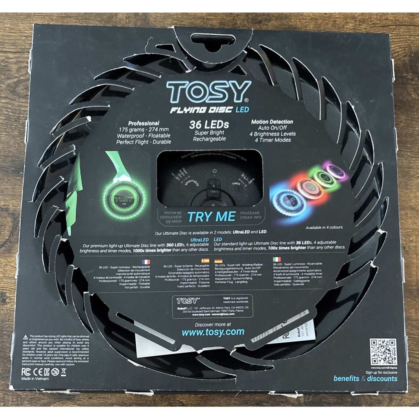 TOSY Rechargeable Light Up Frisbee Super Bright Flying Disc Smart Modes BLUE LED