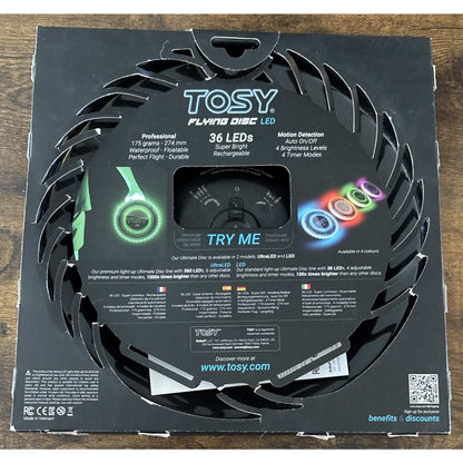 TOSY Rechargeable Light Up Frisbee Super Bright Flying Disc Smart Modes BLUE LED