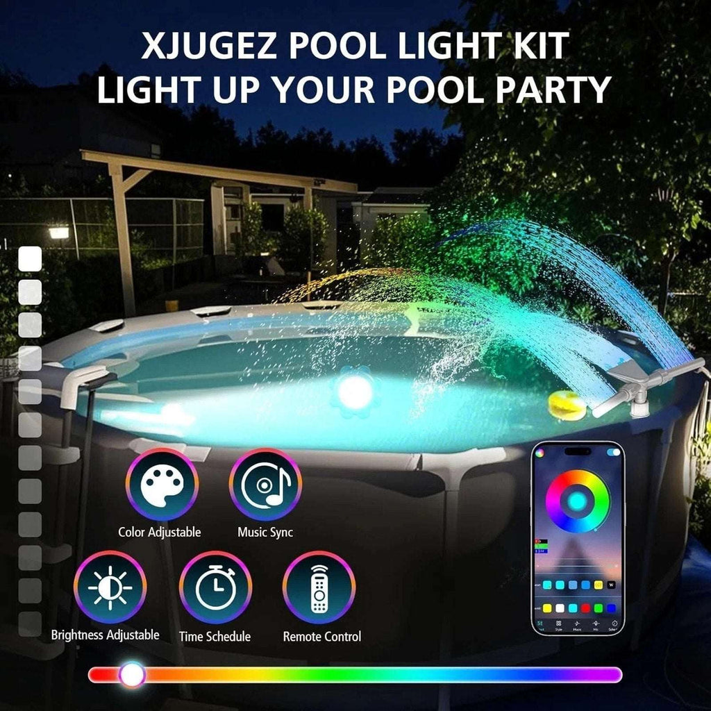 LED Pool & Fountain RGB Light Kits for Above Ground/Inground Pools APP w/Control