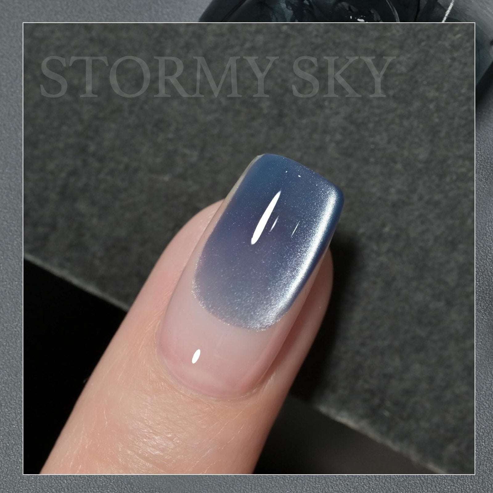GAOY Jelly Blue Cat Eye Gel Nail Polish, 16ml Glitter Holographic - Stormy Sky