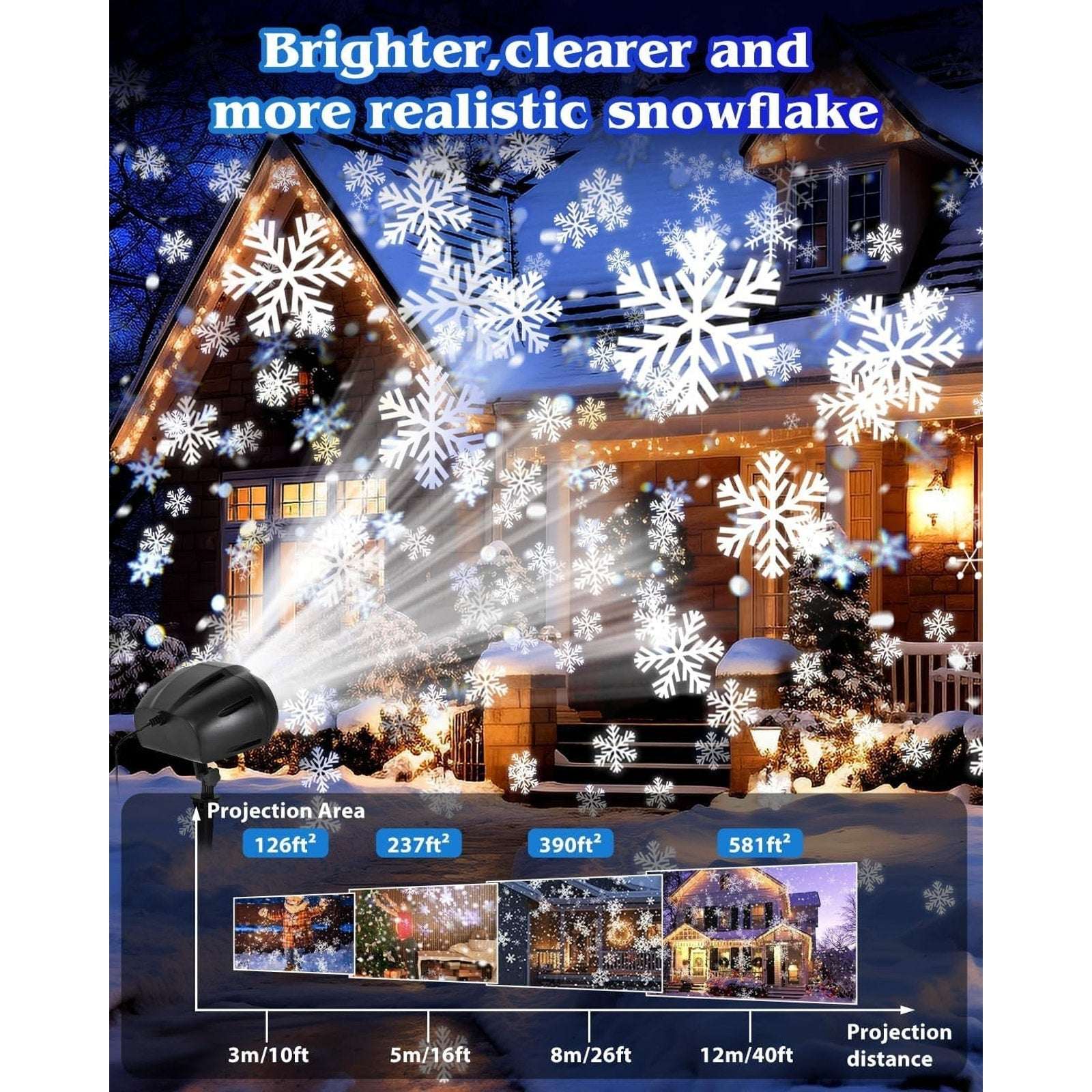 Christmas Snowflake Projector Outdoor Snowfall Landscape Spotlight with Remote