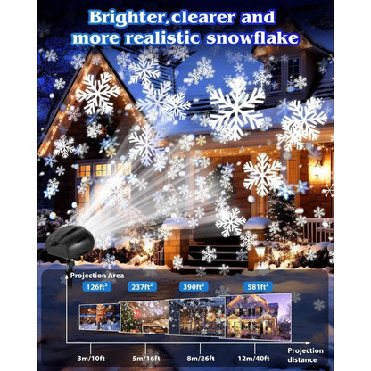 Christmas Snowflake Projector Outdoor Snowfall Landscape Spotlight with Remote