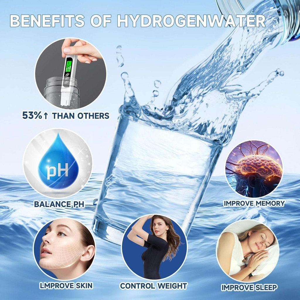 Hydrogen Water Bottle Generator 1500 PPB Smart Water Ionizer with SPE/PEM Tech