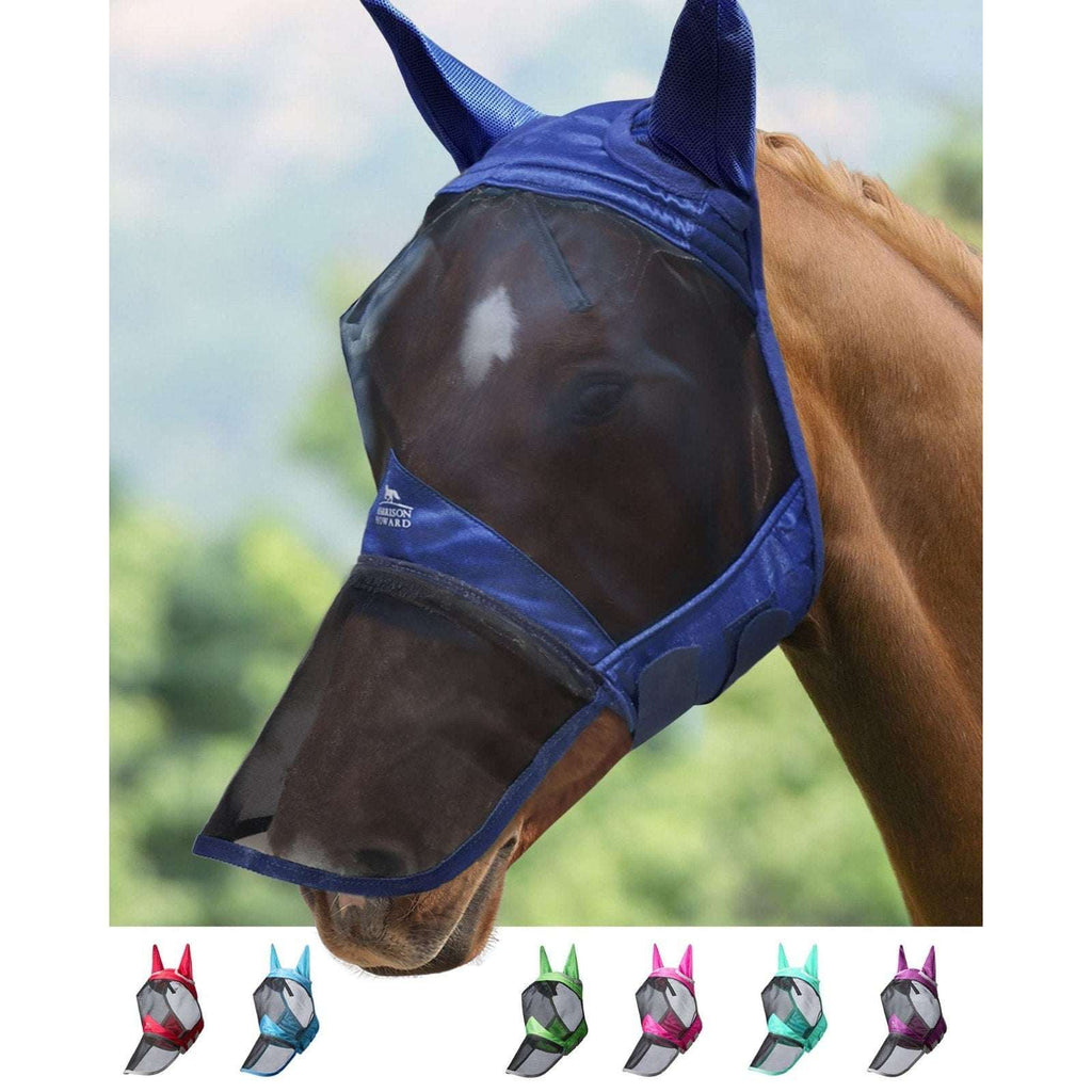 Harrison Howard Champion Horse Fly Mask w/ UV Protection, Long Nose & Ears, Full
