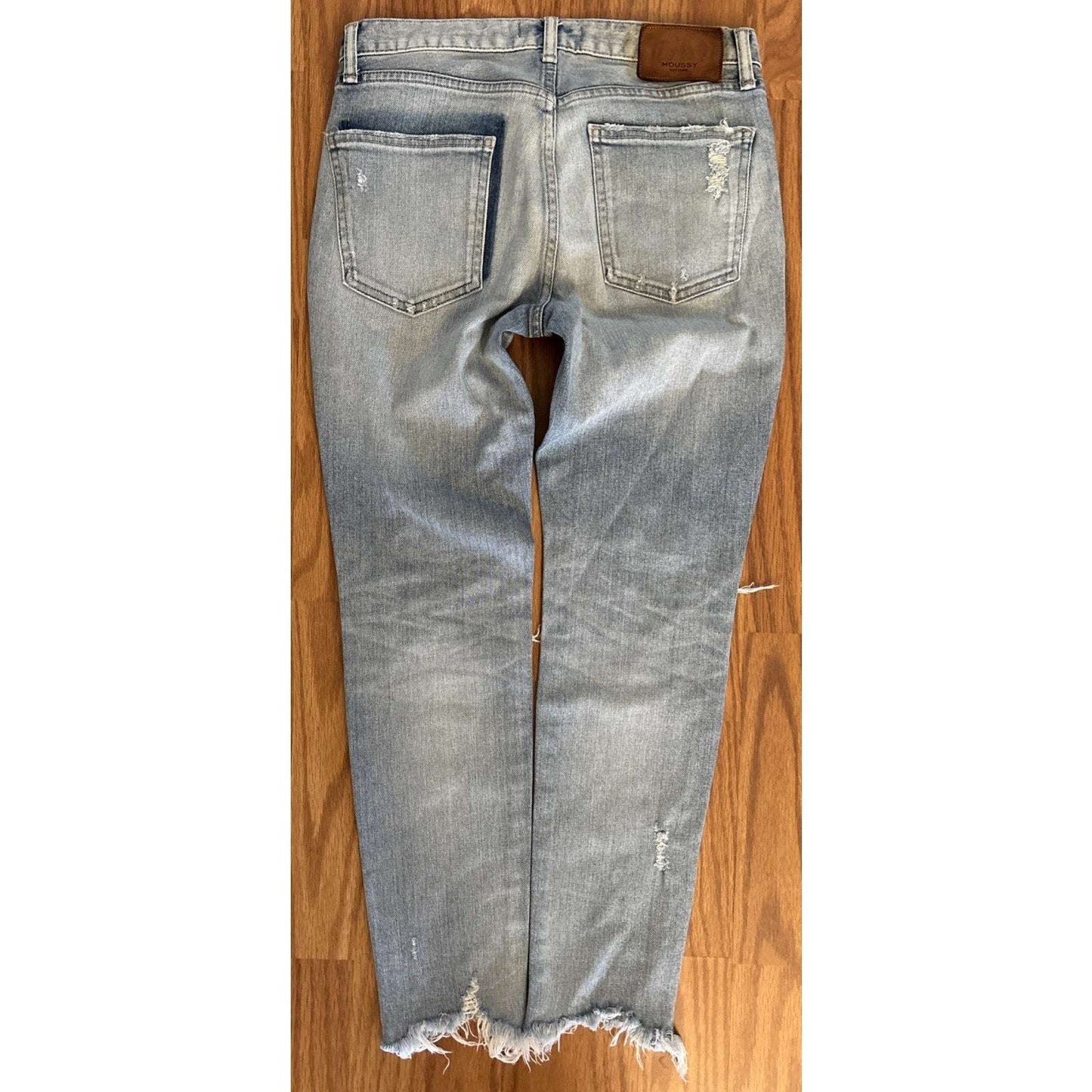 MOUSSY Vintage Blue Distressed High Waist Jeans Size 26 Japan Made