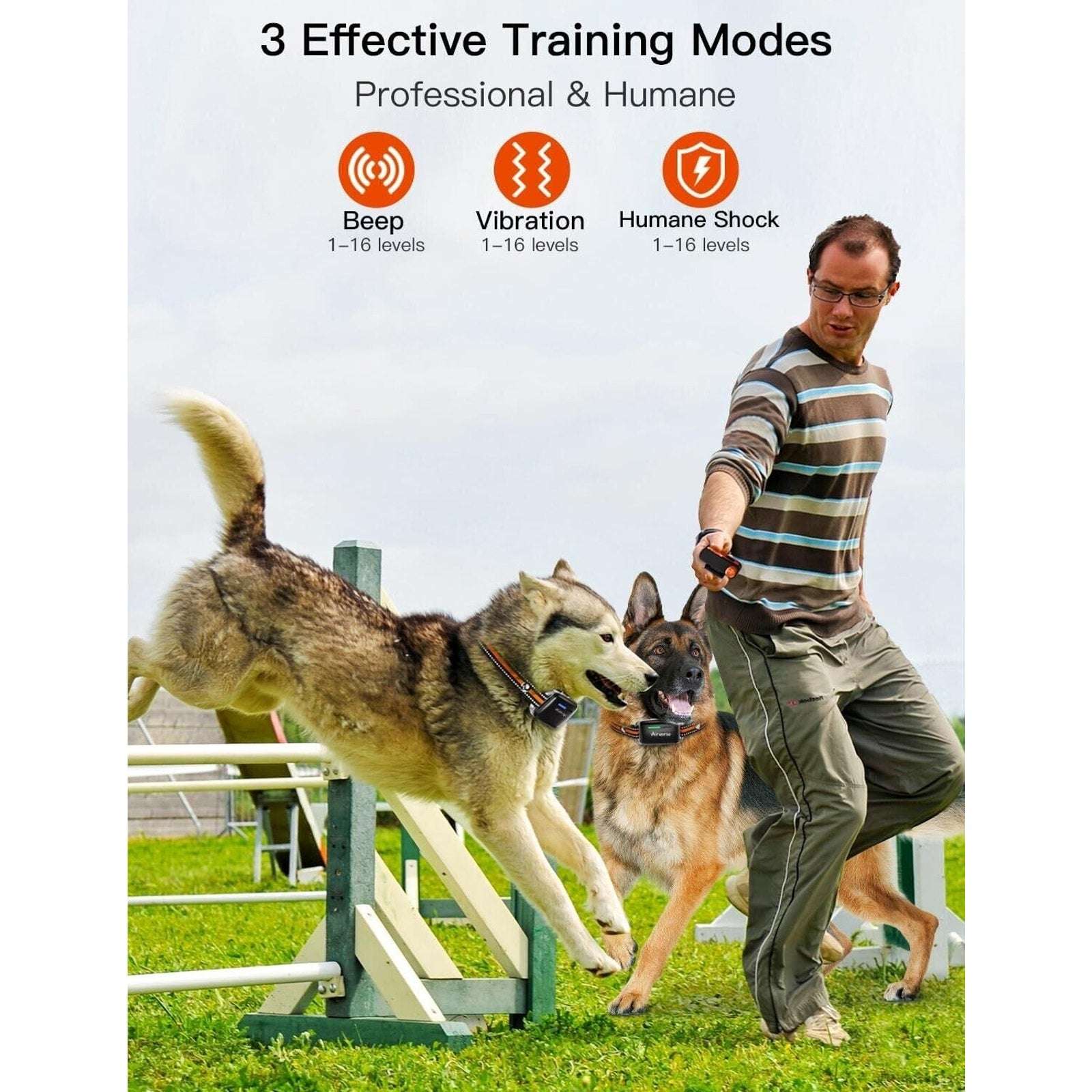 Airverse 2 Dog 1600FT Waterproof Dog Training Collar w Remote 3 Modes & Voice