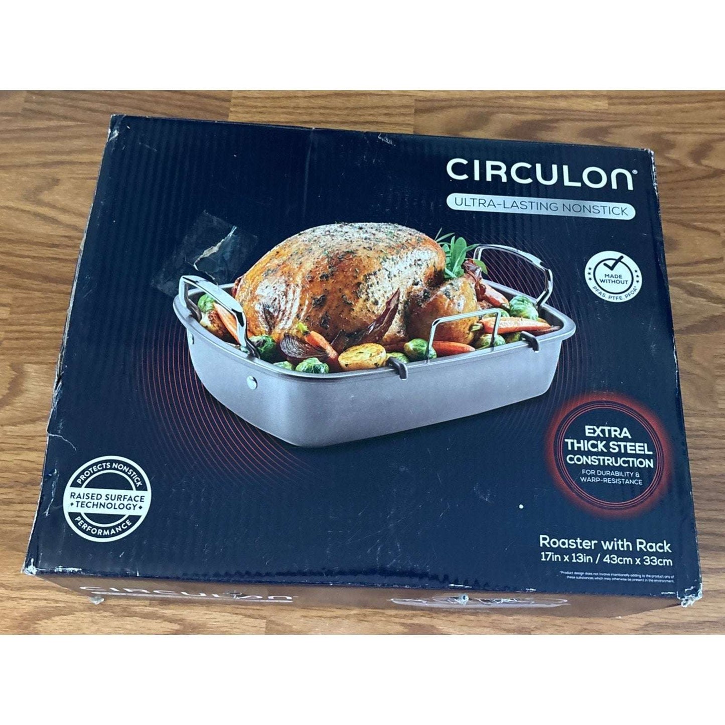Circulon Nonstick Roasting Pan / Roaster w/ Rack - 17 Inch x 13 Inch 24lbs Gray