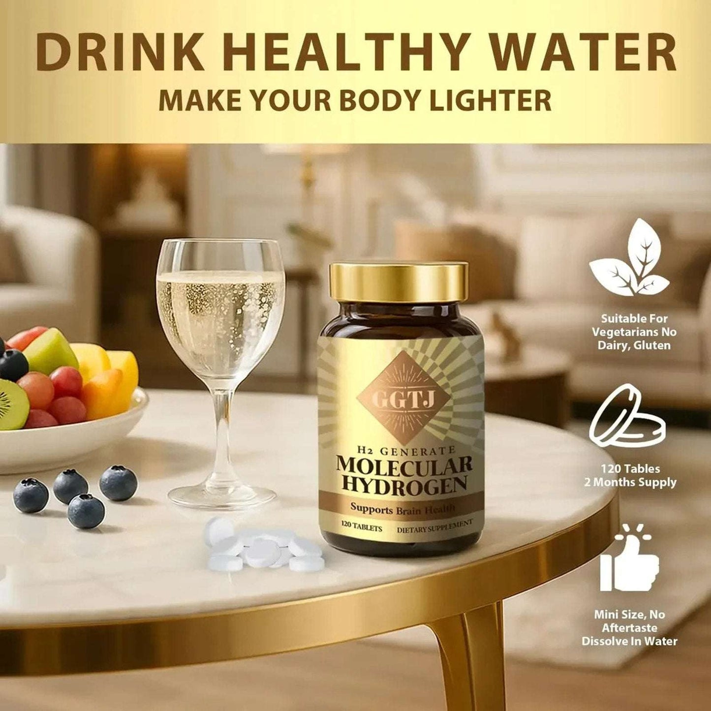 Hydrogen Water Tablets H2 Molecular Supplements w/ Magnesium 120Ct EXP 04/27