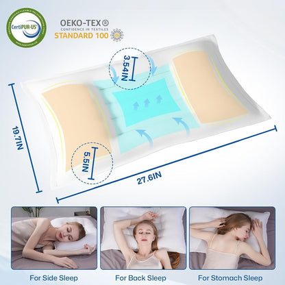 GOHOME Cooling Micro-Chill Ergonomic Bed Sleeping Pillow Soft Breathable Cotton