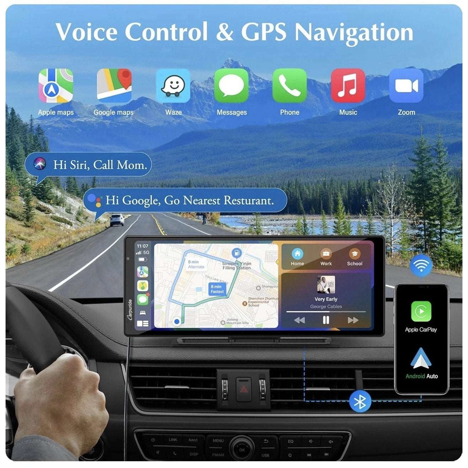 CARPURIDE W903 Smart Multimedia Wireless Carplay & Android Auto with Dash Camera